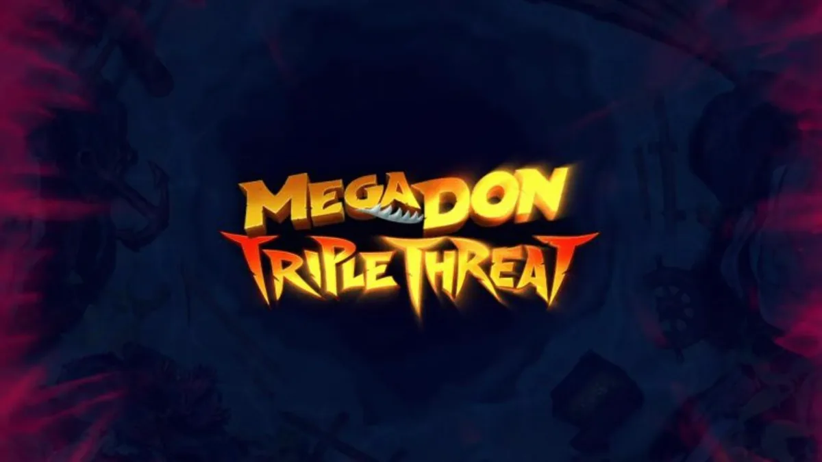 Tampilan visual slot Megadon Triple Threat dengan tema hiu bawah laut