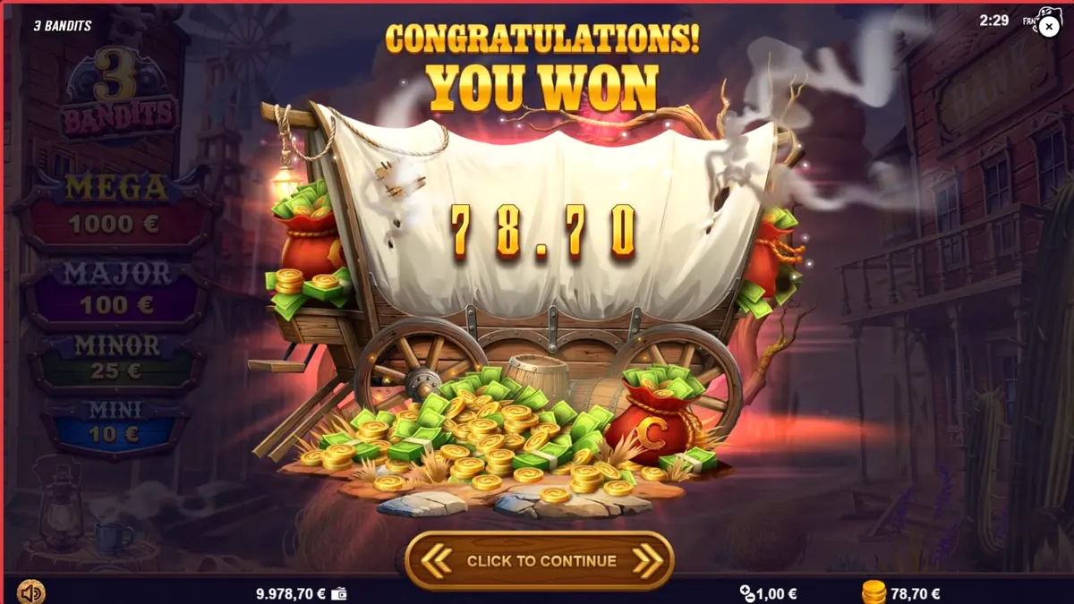 Tampilan antarmuka game slot 3 Bandits di layar ponsel